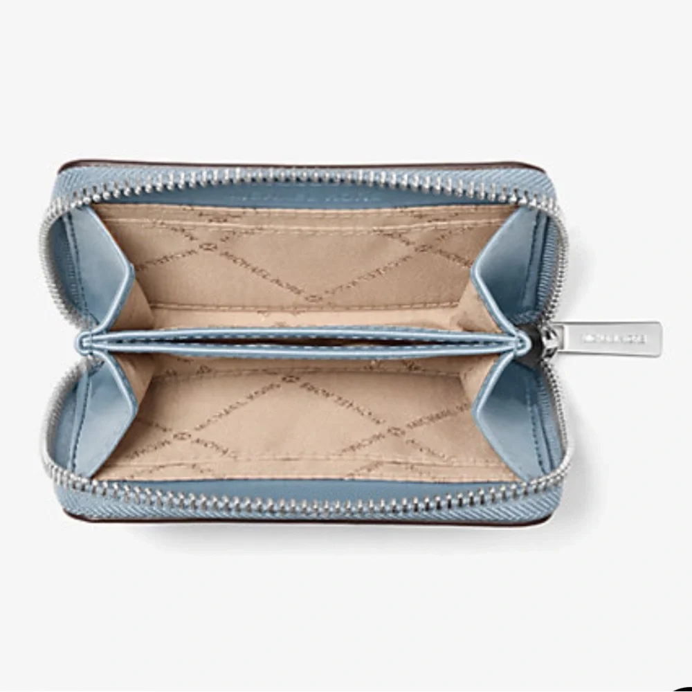 Michael Kors Jet Set Travel Medium Color-Block Wallet Pale Blue NWT